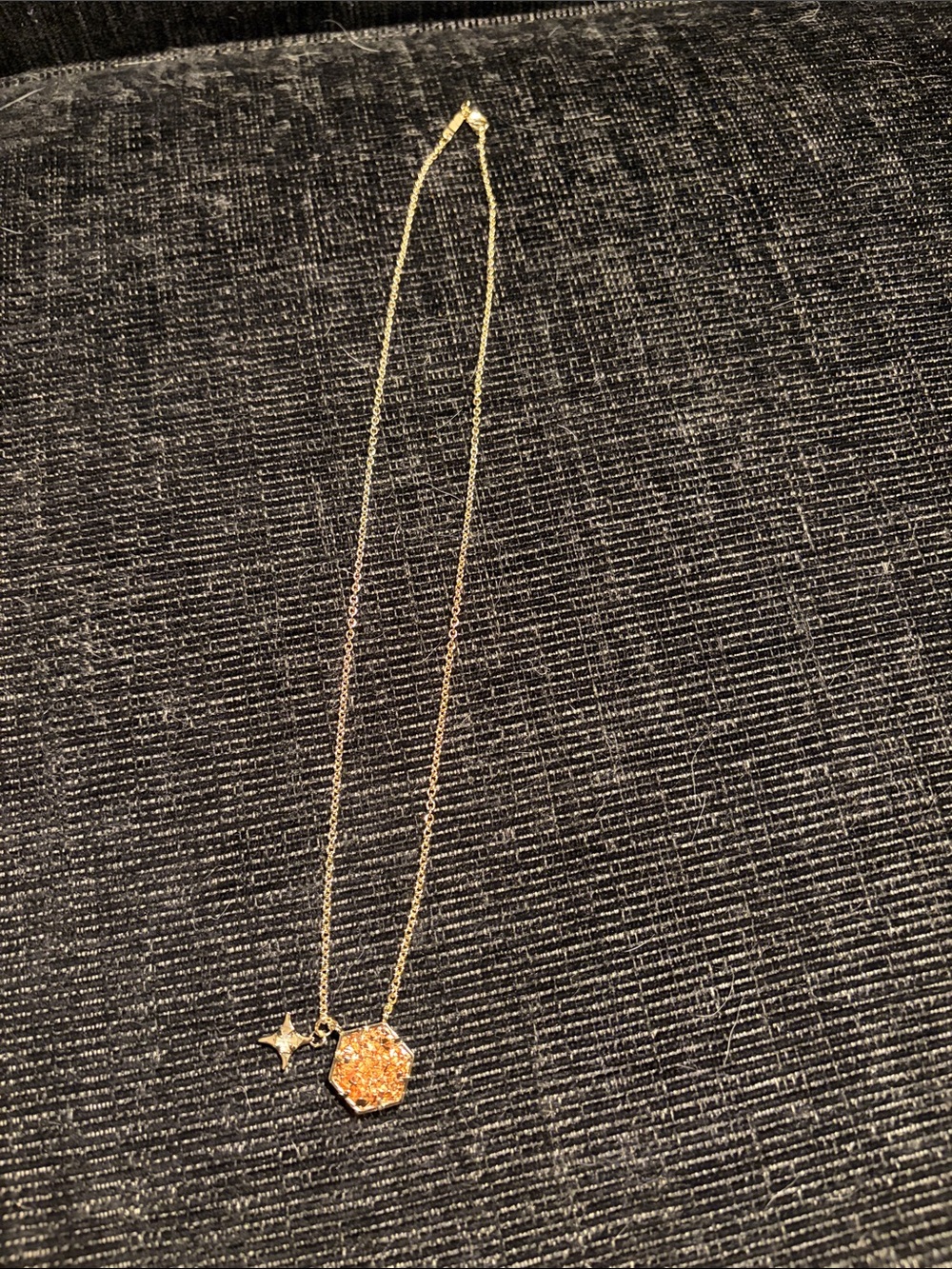 Kendra Scott vintage gold sheen obsidian Pendant Necklace with Star Charm